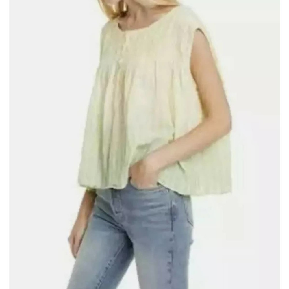 NWT Free People Little Bit of Something Citron Ombre Top Size M Oversized
